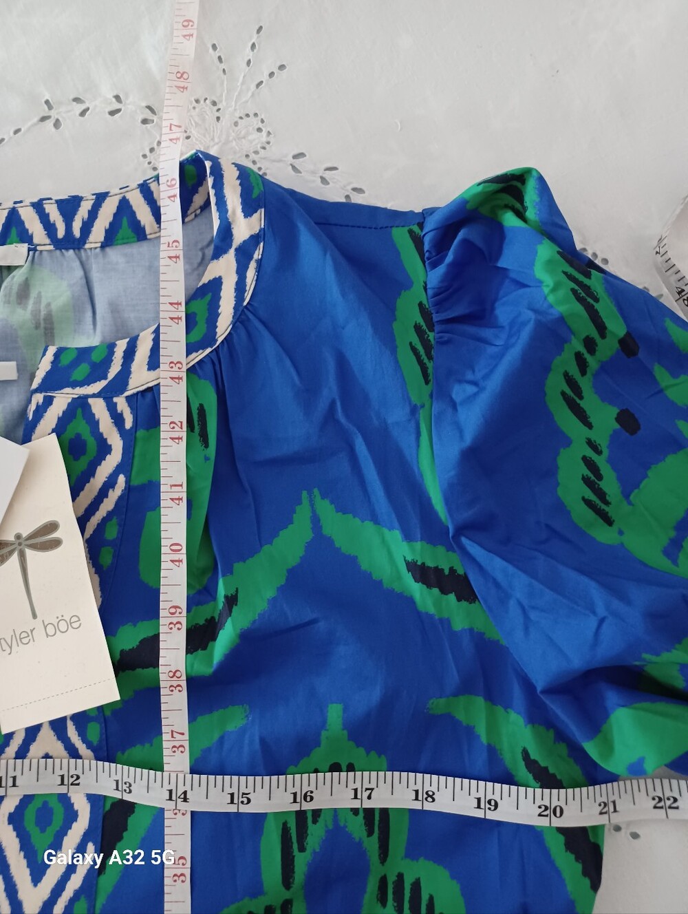 Tyler Boe Midi Dress Green & Blue - Size L - Picture 6 of 9